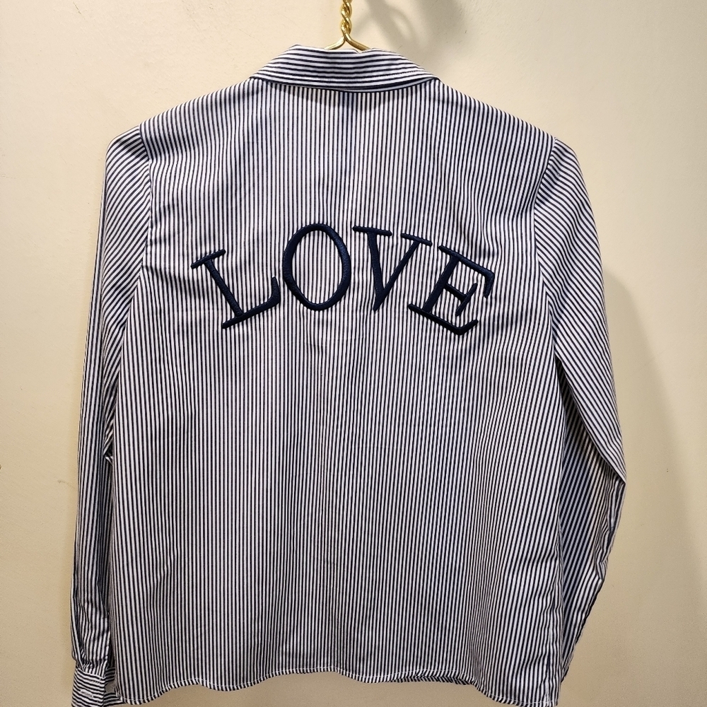 DESIGN LAB Women's Long Sleeves Stripes Non Iron Shirt size S/p